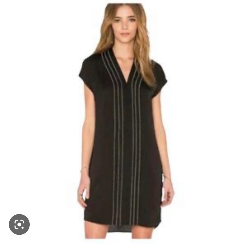 Vince washed satin embroidered v-neck shift dress size 6